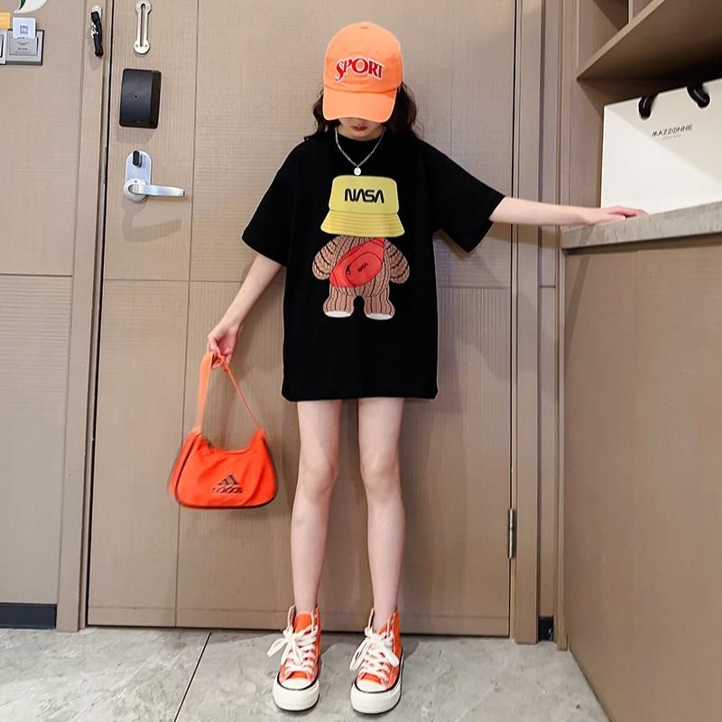 Áo Thun Tay Ngắn Dáng Rộng Thời Trang Mùa Hè Cho Bé Gái 3-5 - 8-10 - 12-13 Tuổi