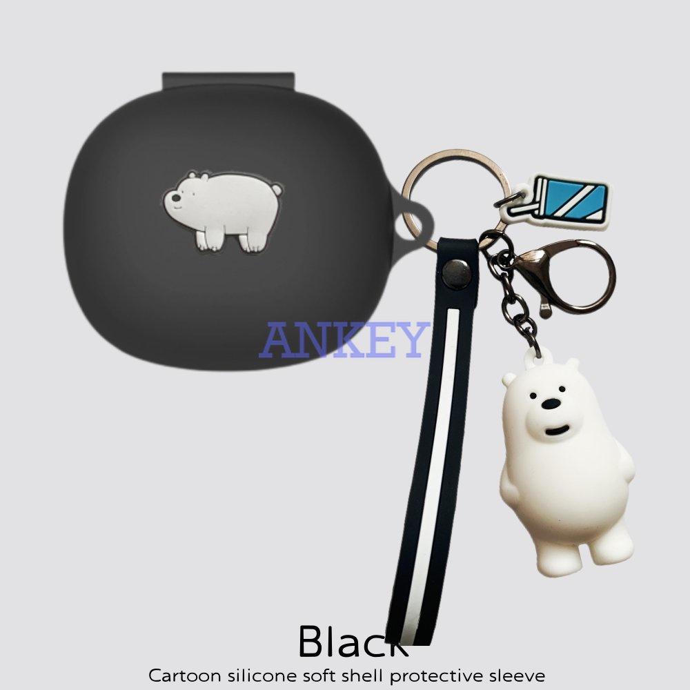 For Anker Soundcore R50i P20i P3 Note 3 3S Earphone Silicone Case Black Panda Earbuds Soft Protective Headphone Cover Headset Skin with Pendant
