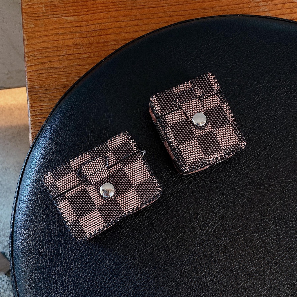 Vỏ Bảo Vệ Hộp Sạc Tai nghe không dây AirPods 1 / 2 gen3 pro2 2022 Bằng Da PU Hình Vuông Kiểu Dáng Thời Trang