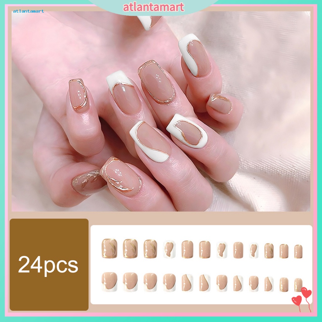 Túi Đựng Đồ Dùng Cao Cấp Tiện Dụng| 1 Bộ Móng Tay Giả Che Phủ Toàn Diện Không Phai Màu Kèm Keo Dán Trang Trí Móng Tay Ngắn Đơn Giản Cho Salon