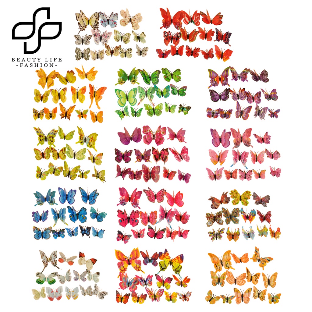 Bộ 12 Kẹp Tóc Hình Bướm Phong Cách Bohemian Chống Rỉ Sét