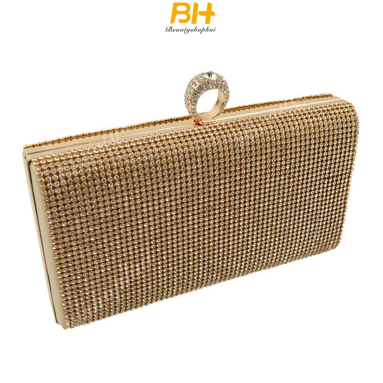 Ví Cầm Tay Đính Đá Hình Vuông Thiết Kế Mới Cao Cấp Thời Trang Dành Cho Nữ