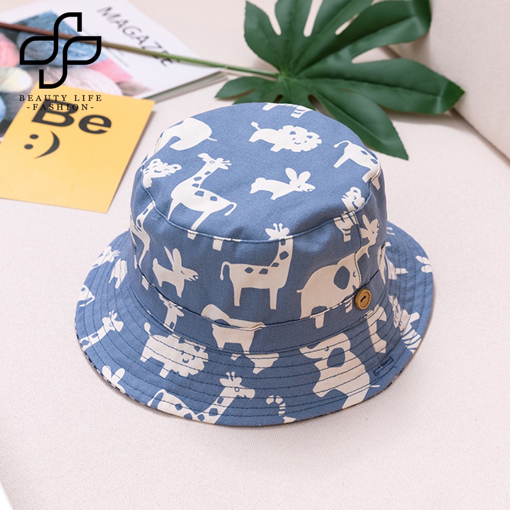 Nón Vành Rộng Chống Tia UV In Họa Tiết Động Vật Hoạt Hình Xinh Xắn Dành Cho Bé