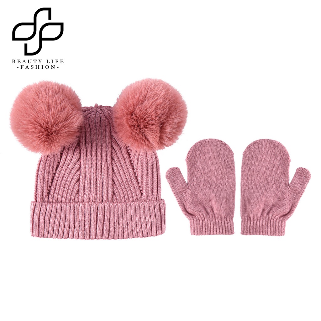 1 Bộ Găng Tay Và Mũ beanie Độ Co Giãn Cao Chống Lạnh Thời Trang Cho Bé Trai Và Gái