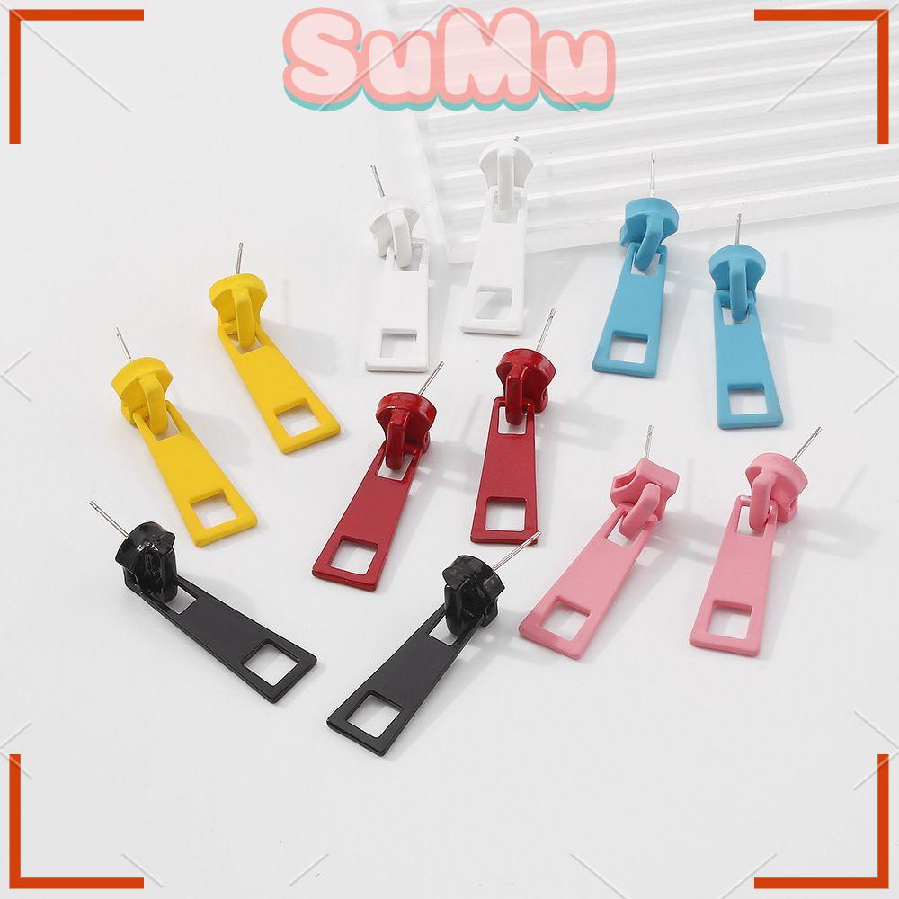 Bông Tai Hình Khóa Kéo Màu Sắc Kẹo Ngọt Đơn Giản Sáng Tạo Dành Cho