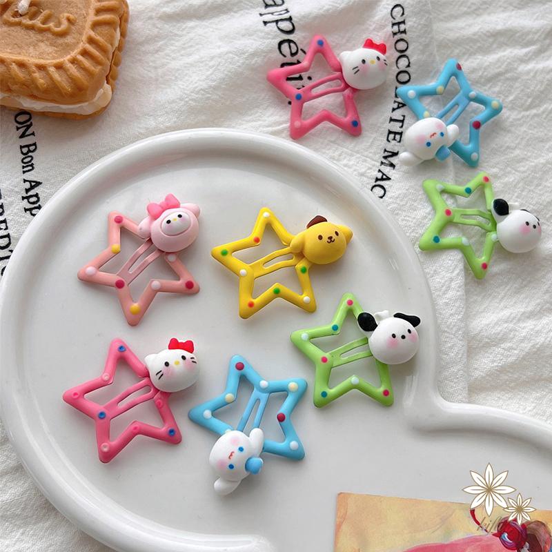 SANRIO Kẹp Tóc Hình Ngôi Sao Năm Cánh Họa Tiết Chấm Bi Dễ Thương Cho Nữ