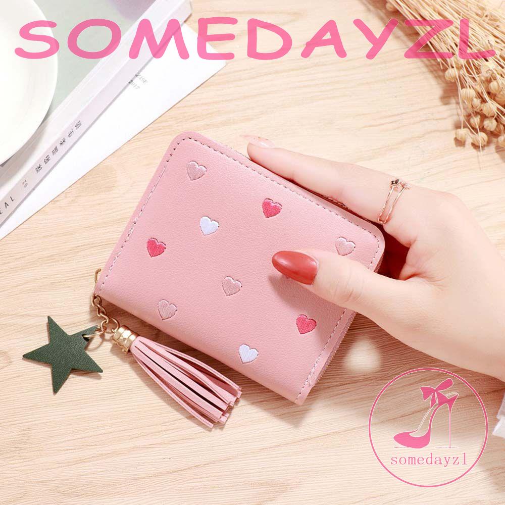 Ví Da PU Đựng Tiền Xu Có Khóa Kéo Phối Tua Rua Cho Nữ