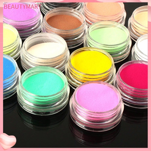 Set 12 Lọ Bột Acrylic 3D Nhiều Màu Sắc Dùng Trang Trí Móng Nghệ Thuật DIY