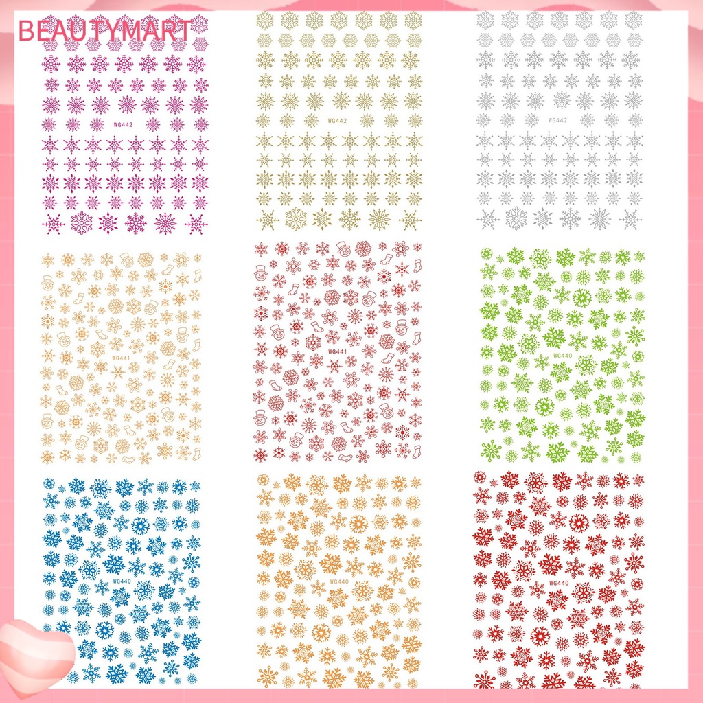 1 Tấm Sticker Phát Quang Tự Dính Họa Tiết Bông Tuyết Giáng Sinh 3D Trang Trí Móng Nghệ Thuật