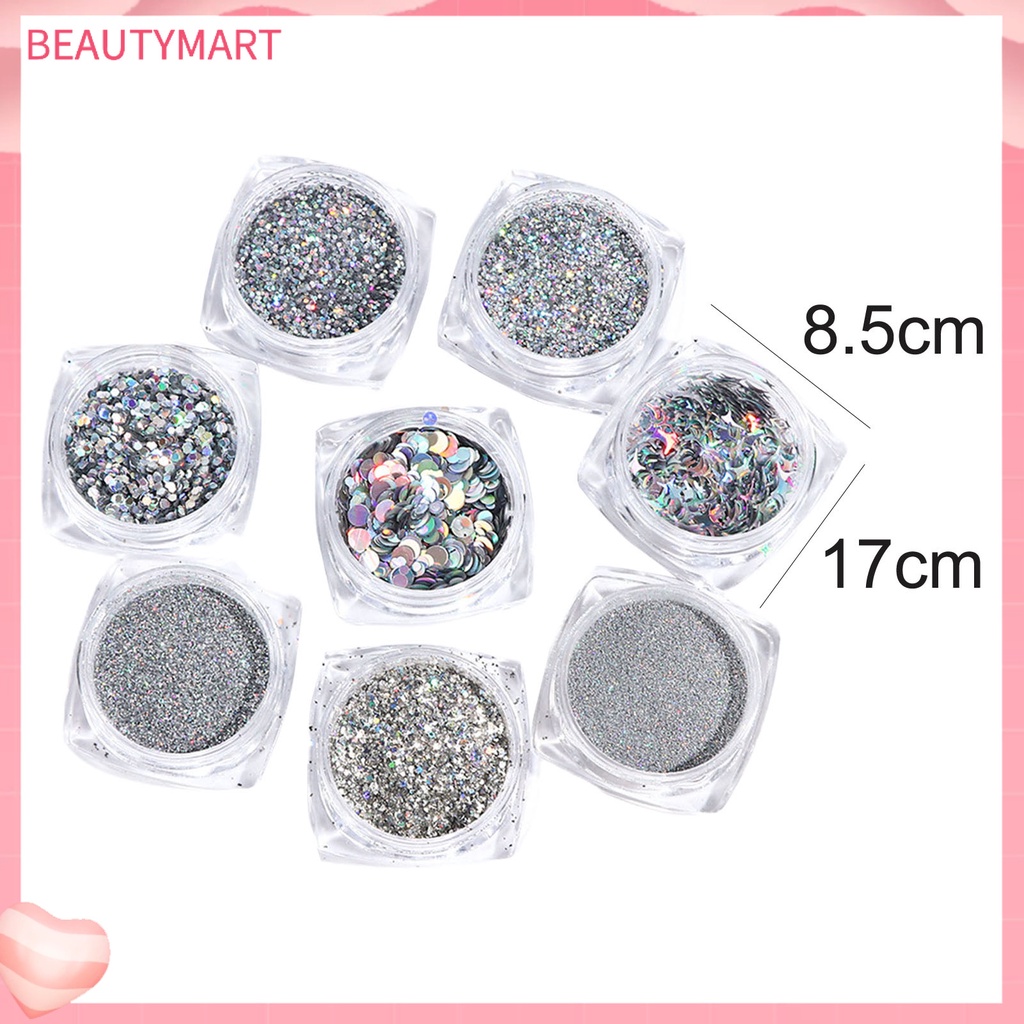 Set 8 Hạt Nhựa ABS Lấp Lánh Trang Điểm Làm Đẹp An Toàn