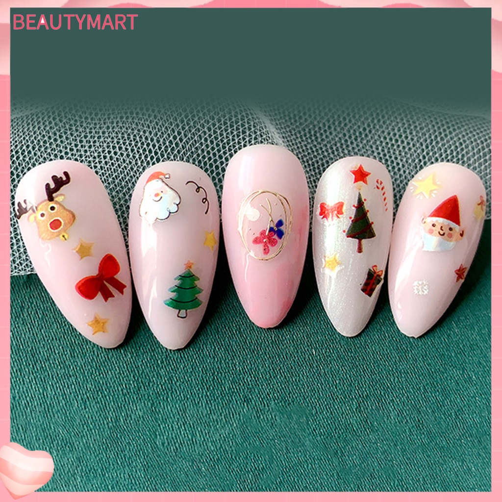 [beautymart] Đề Can Dán Móng Tay Tự Dính Họa Tiết Hoạt Hình Giáng Sinh Tinh Tế Quyến Rũ Dễ Sử Dụng