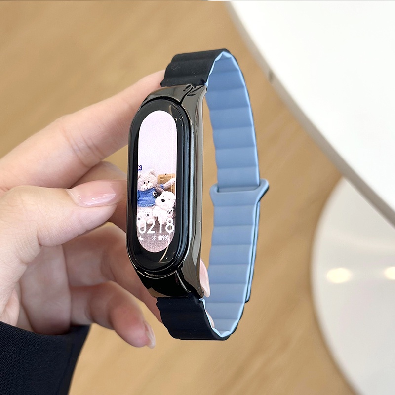Dây Đeo Silicone Khóa Nam Châm Cho Đồng Hồ Thông Minh Xiaomi Miband 8 7 6 5 Miband 3 4 Mi Band8 Mi7 5 6