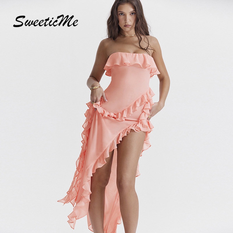 Đầm Dài Dáng Ôm Màu Trơn Thời Trang 2023 Quyến Rũ Dành Cho Nữ