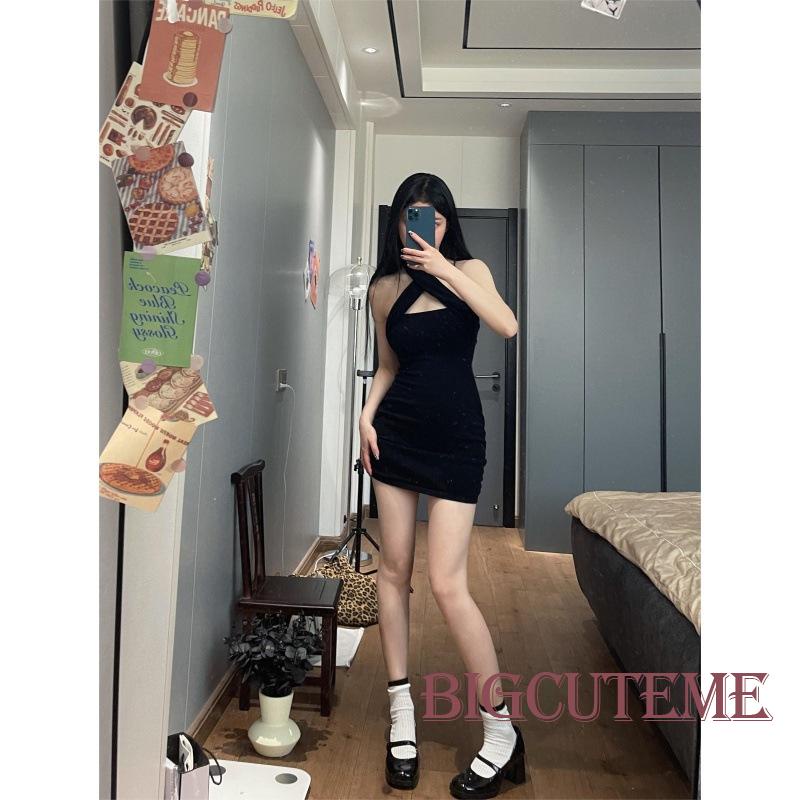 Đầm Ngắn Không Tay Hai Dây Màu Đen Thời Trang Mùa Hè Dành Cho Nữ