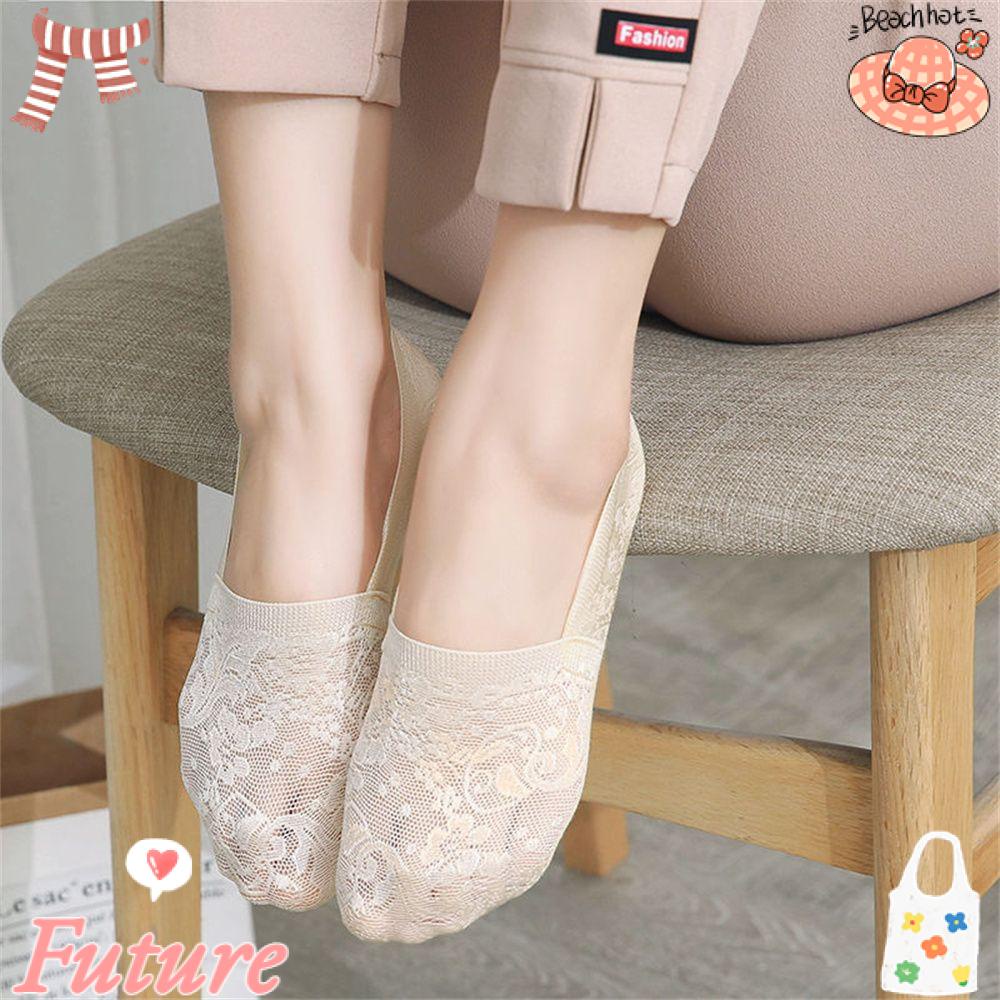 Tất Thuyền Ren Ngắn Vô Hình Chống Trượt Thời Trang 5 Màu