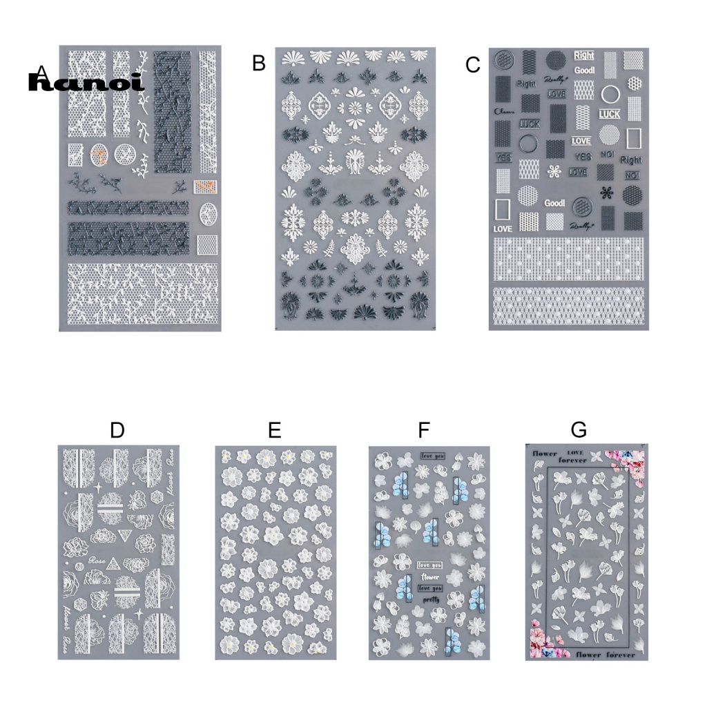 Miếng Dán Trang Trí Móng Tay Tự Nhiên Dập Nổi Họa Tiết Ren Hoa Lưng Siêu Mỏng Dành Cho Nữ