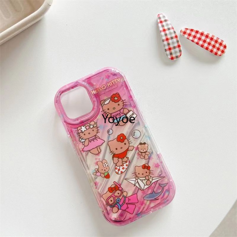 Ốp Điện Thoại Màu Hồng Gradient Hình Mèo KT Cho iPhone 11 13 14 Pro Max 12 Pro XS Max XR X 8 7 14 Plus SE