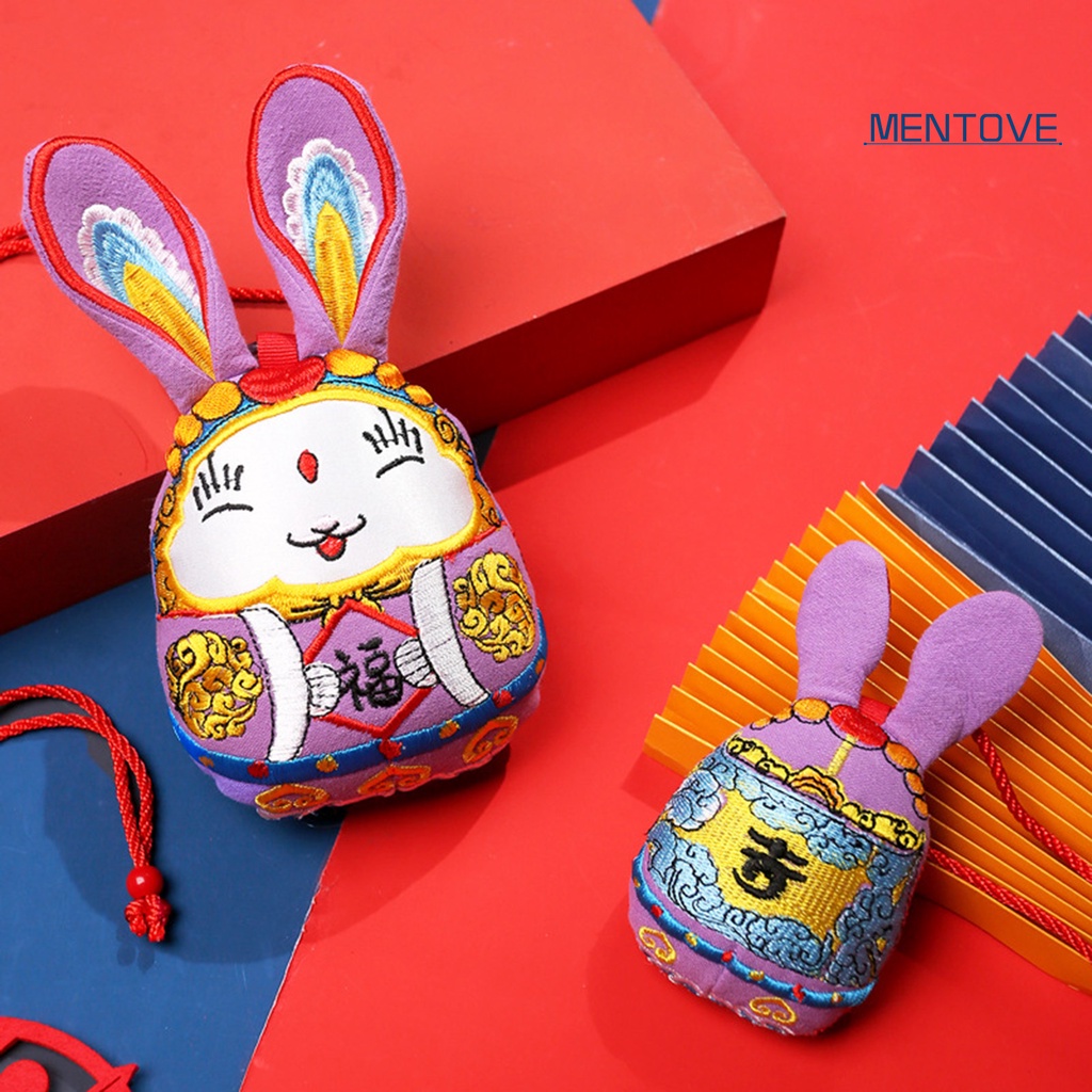 Đồ chơi nhồi bông Vải Mềm Thêu Hình Thỏ Phong Cách Trung Hoa 2023