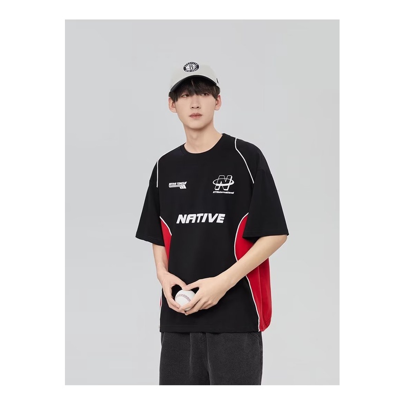 Áo Thun Tay Ngắn Cổ Tròn In Chữ Phong Cách Đường Phố Mỹ Thời Trang Mùa Hè Cho Nam