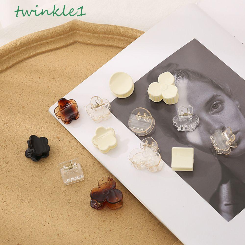 Kẹp Tóc Càng Cua Mini Hình Tròn / Vuông Bằng Acrylic Lấp Lánh Phong Cách Hàn Quốc Cổ Điển Dễ Thương