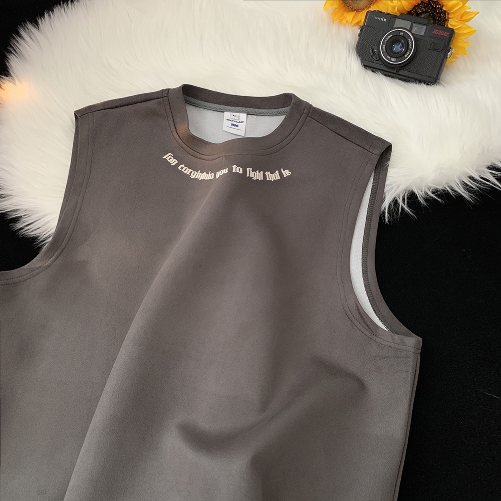 Áo Thun Da Lộn Không Tay Dáng Rộng Thời Trang Mùa Hè Phong Cách Đường Phố Mỹ Hàng Mới Dành Cho Bạn Nam