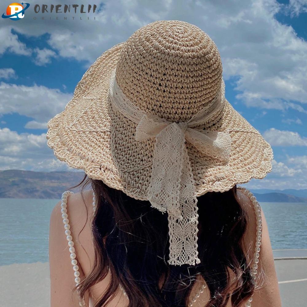 Mũ Chống Nắng Đi Biển Mùa Hè Viền Ren Rỗng Có Thể Gập Lại