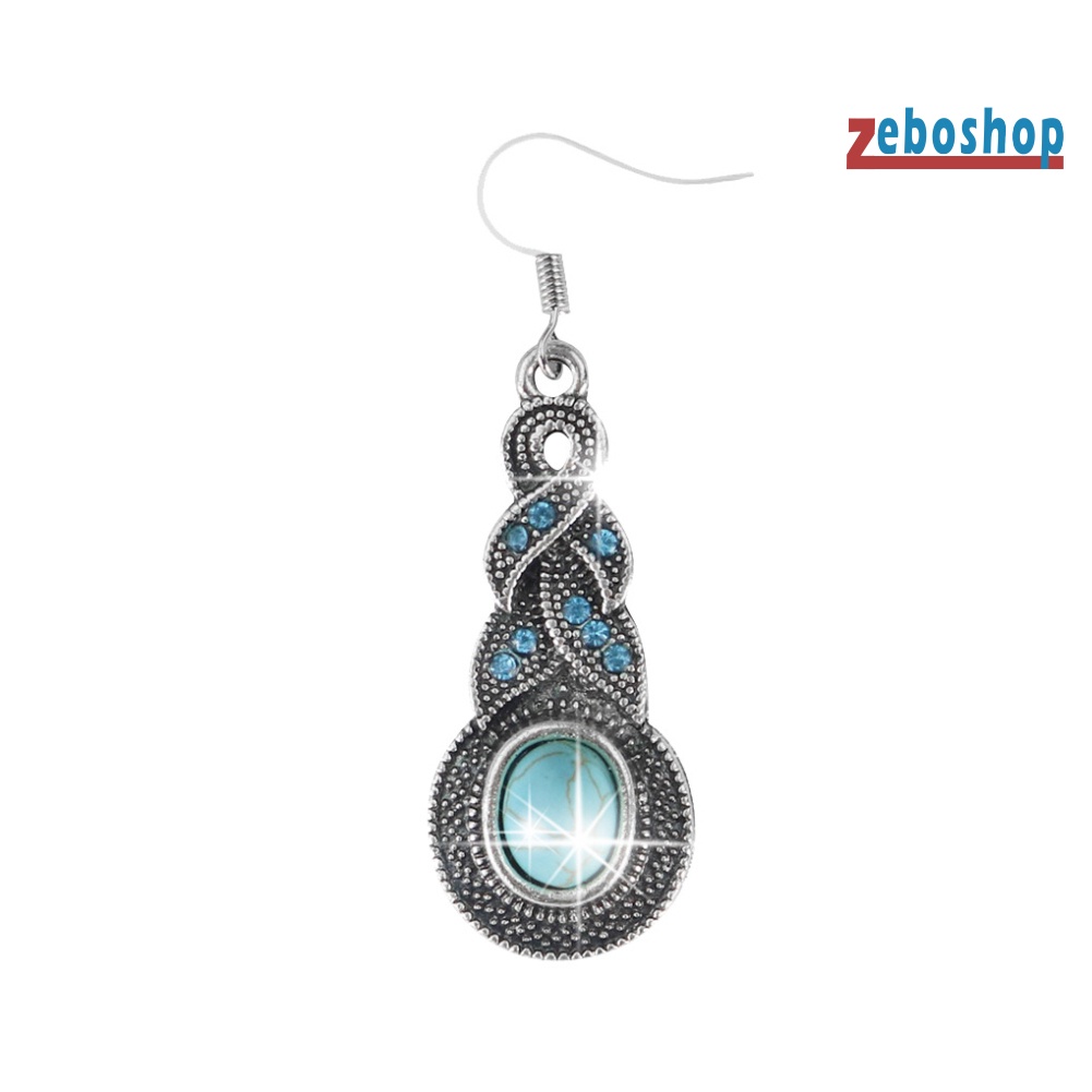 Bông Tai Dài Hình Hồ Lô Đính Ngọc Lam Giả Phong Cách Vintage Dành Cho Nữ