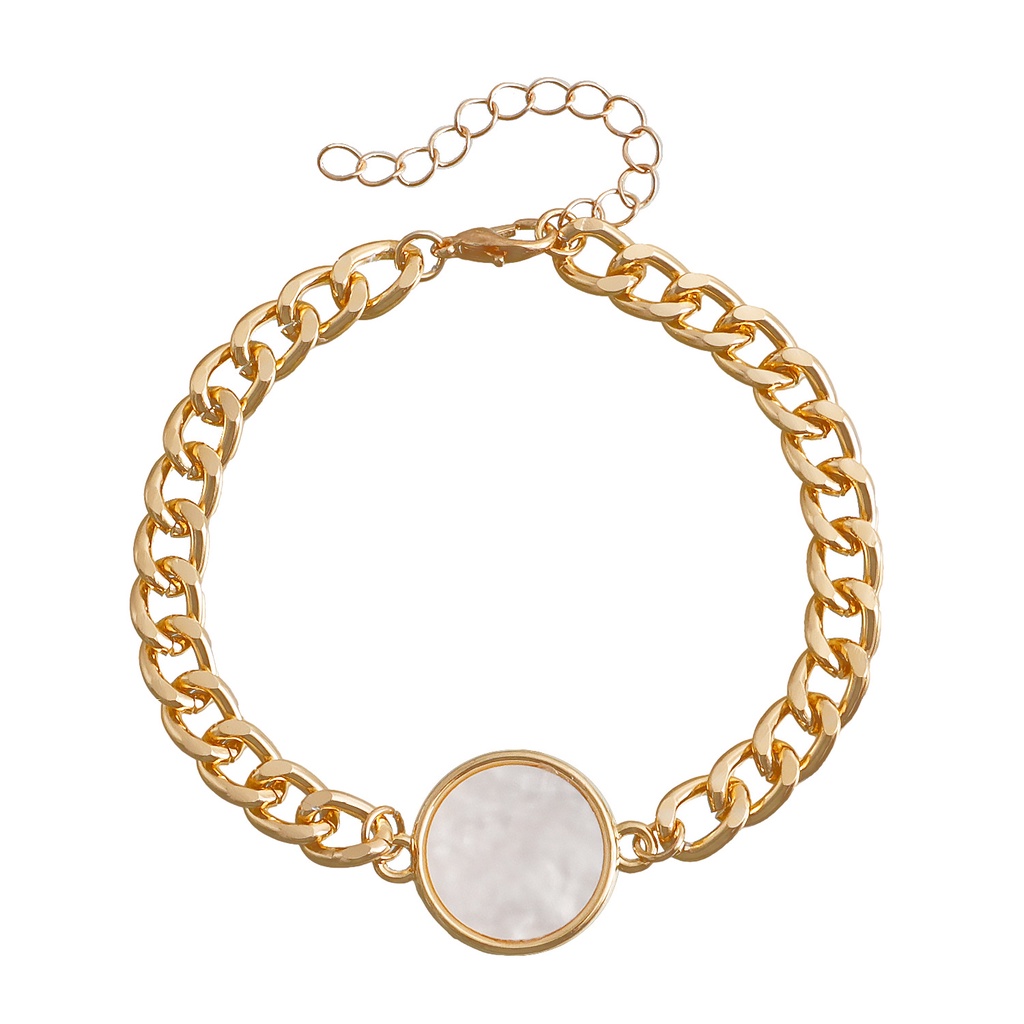 Vòng Tay Dây Xích Nhôm Mặt Vuông Đính Đá Zircon Đen Đơn Giản Cá Tính Dành Cho Nữ