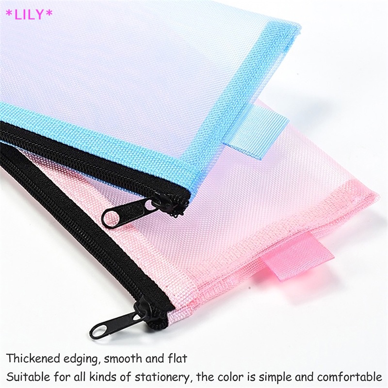 Lily 1PC Lưới Trong Suốt bút chì trường hợp văn phòng sinh viên bút Túi Hộp bút hóa đơn lưu trữ túi uuu