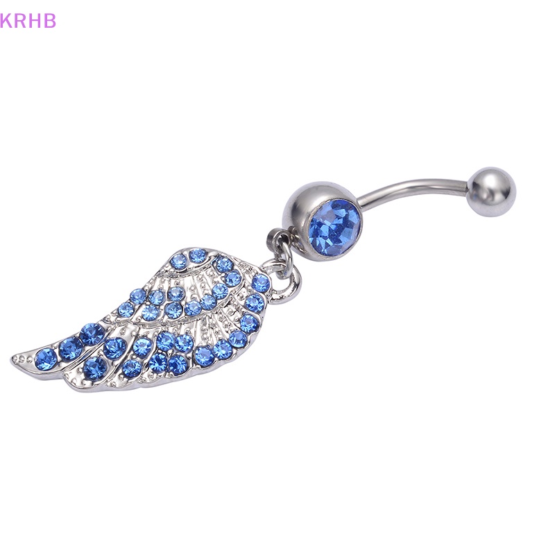 Khuyên Rốn Hình Đôi Cánh Bằng Thép Không Gỉ Đính Đá Thời Trang Dành Cho Nữ Mới