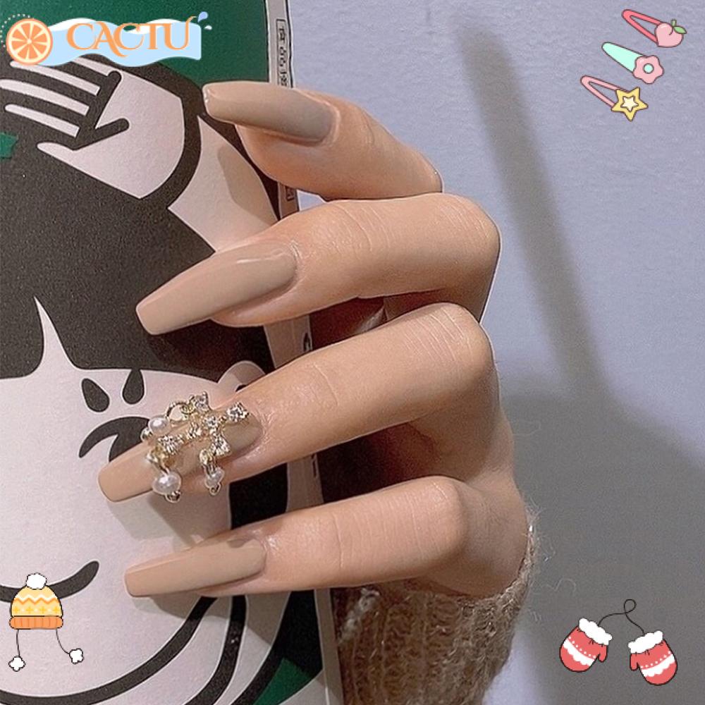 Bộ 24 Móng Tay Giả Chất Liệu Coffin Dài Che Phủ Toàn Diện Dùng Múa Ba Lê