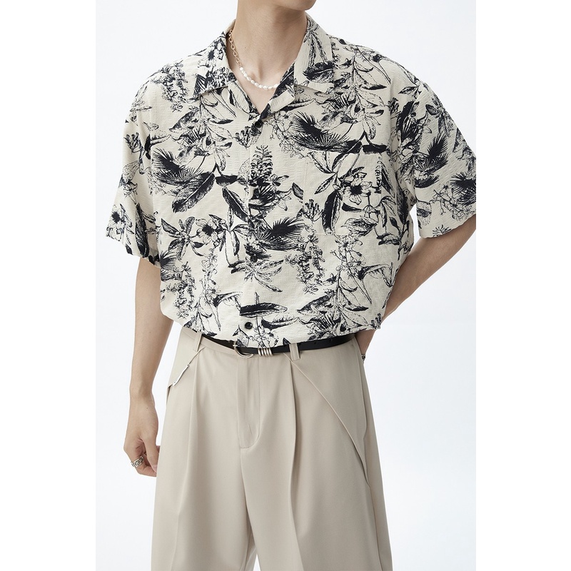 Áo Sơ Mi Lụa Lạnh Mỏng Cao Cấp Tay Ngắn Dáng Rộng Phong Cách Nhật Bản Thời Trang Mùa Hè Mới Cho Nam