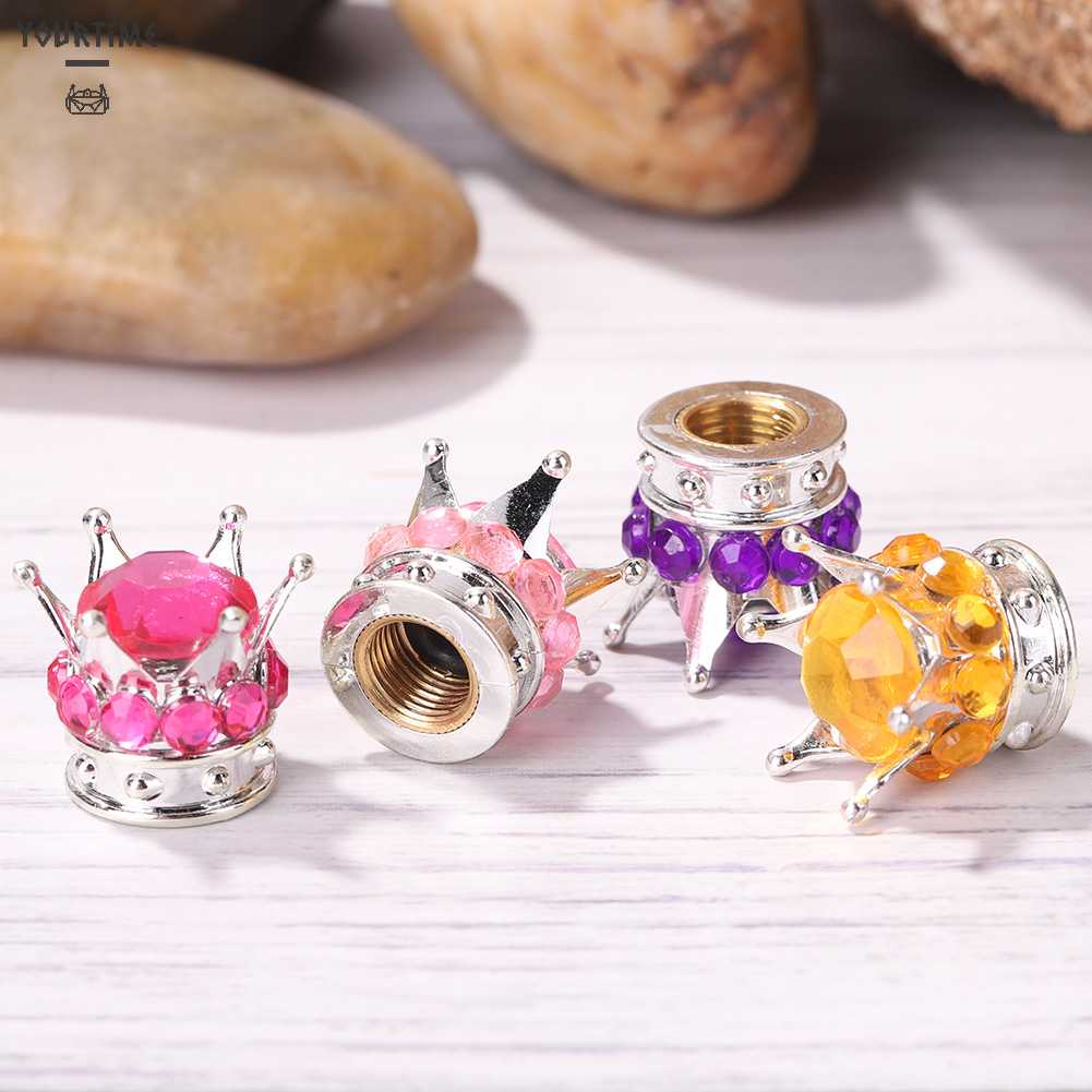 Bộ 4 Nắp Van Bánh Xe Ô Tô Hình Vương Miện Đính Đá Sang Trọng Ốp
