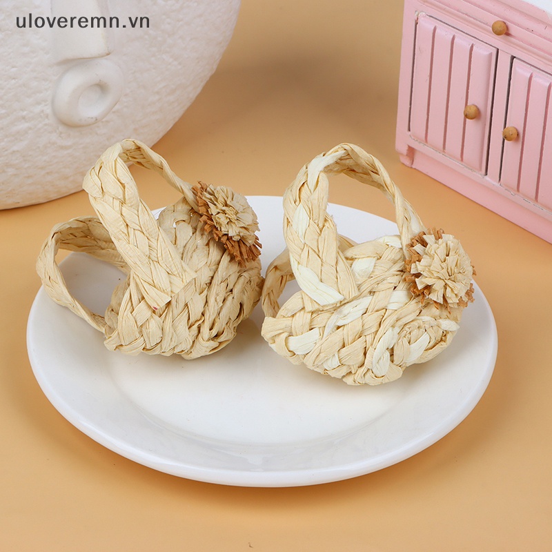 Giỏ Đan Lát Thủ Công Mini Tỷ Lệ 1 / 6 Trang Trí Nhà Búp Bê