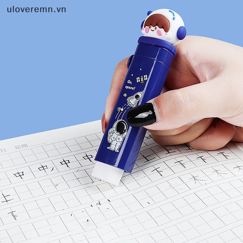 1 Bộ Gôm Tẩy Bút Chì Thiết Kế Dạng Đẩy Họa Tiết Hoạt Hình Dễ Thương Kèm Lõi Cao Su Thay Thế Tiện Dụng Cho Học Sinh / Văn Phòng