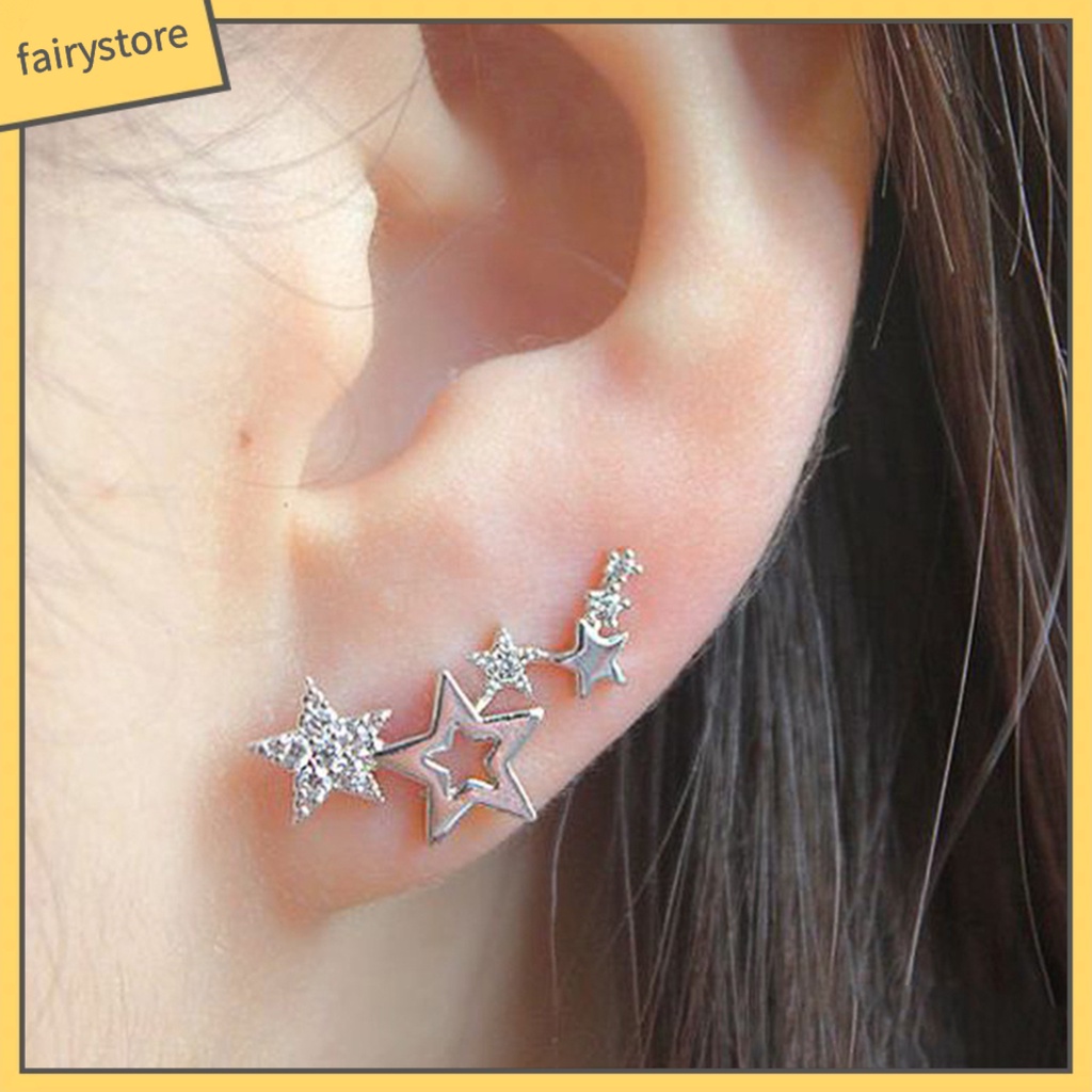 1 Đôi Bông Tai Hình Ngôi Sao Đính Đá Thời Trang Dành Cho Nữ