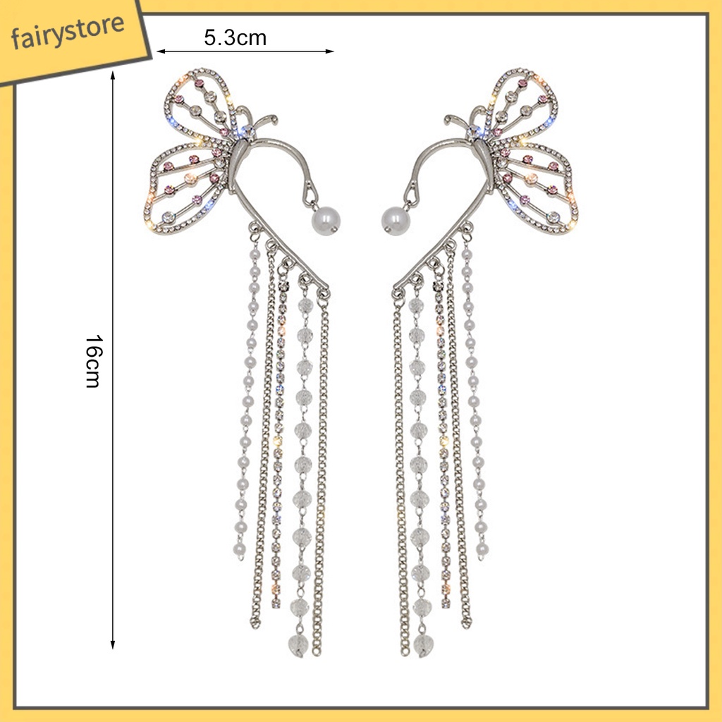1 Đôi Bông Tai Hình Bướm Có Đính Đá Lấp Lánh Dành Cho Nữ