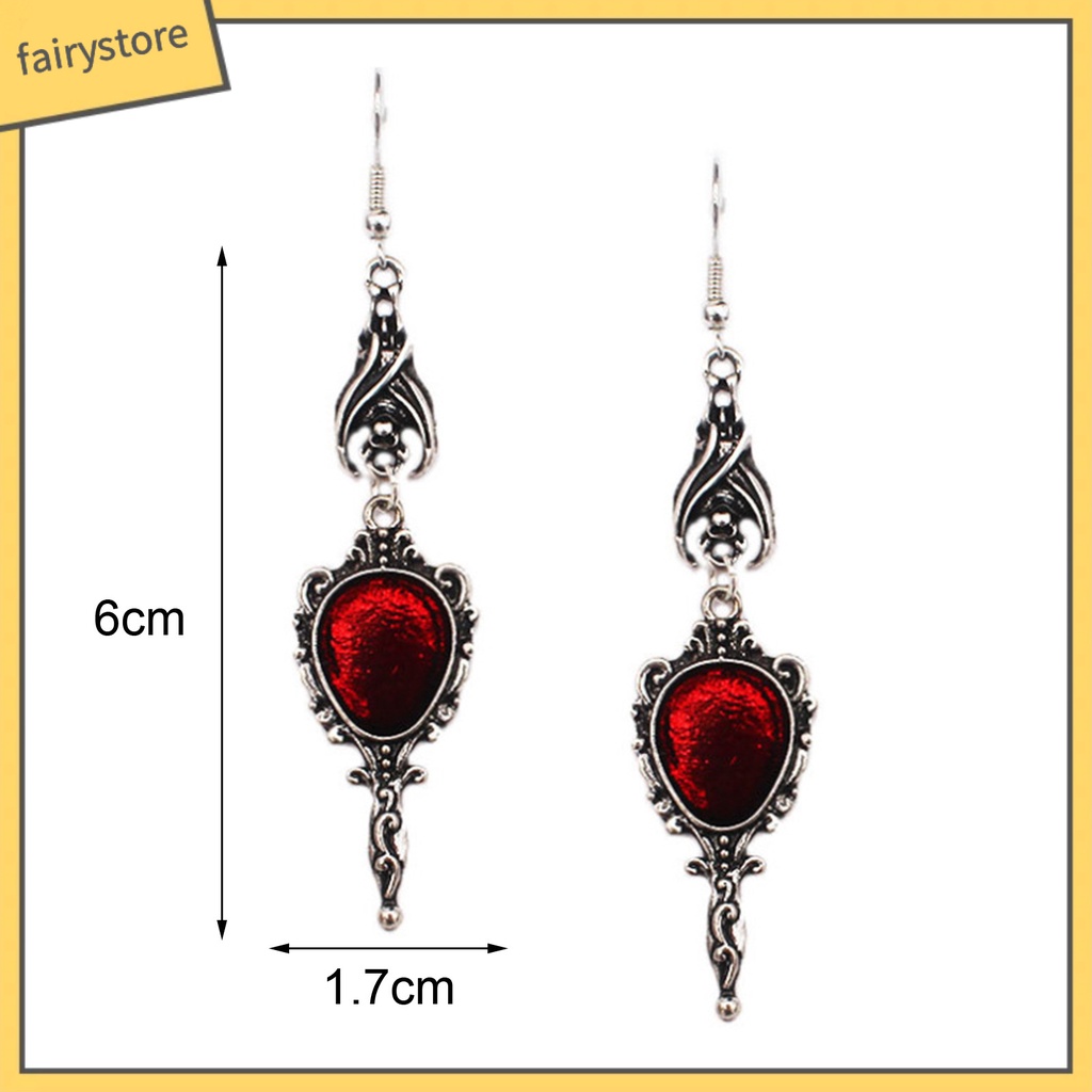 1 Đôi Bông Tai Hình Dơi Tráng Gương Phong Cách Gothic Punk Cổ Điển Thời Trang