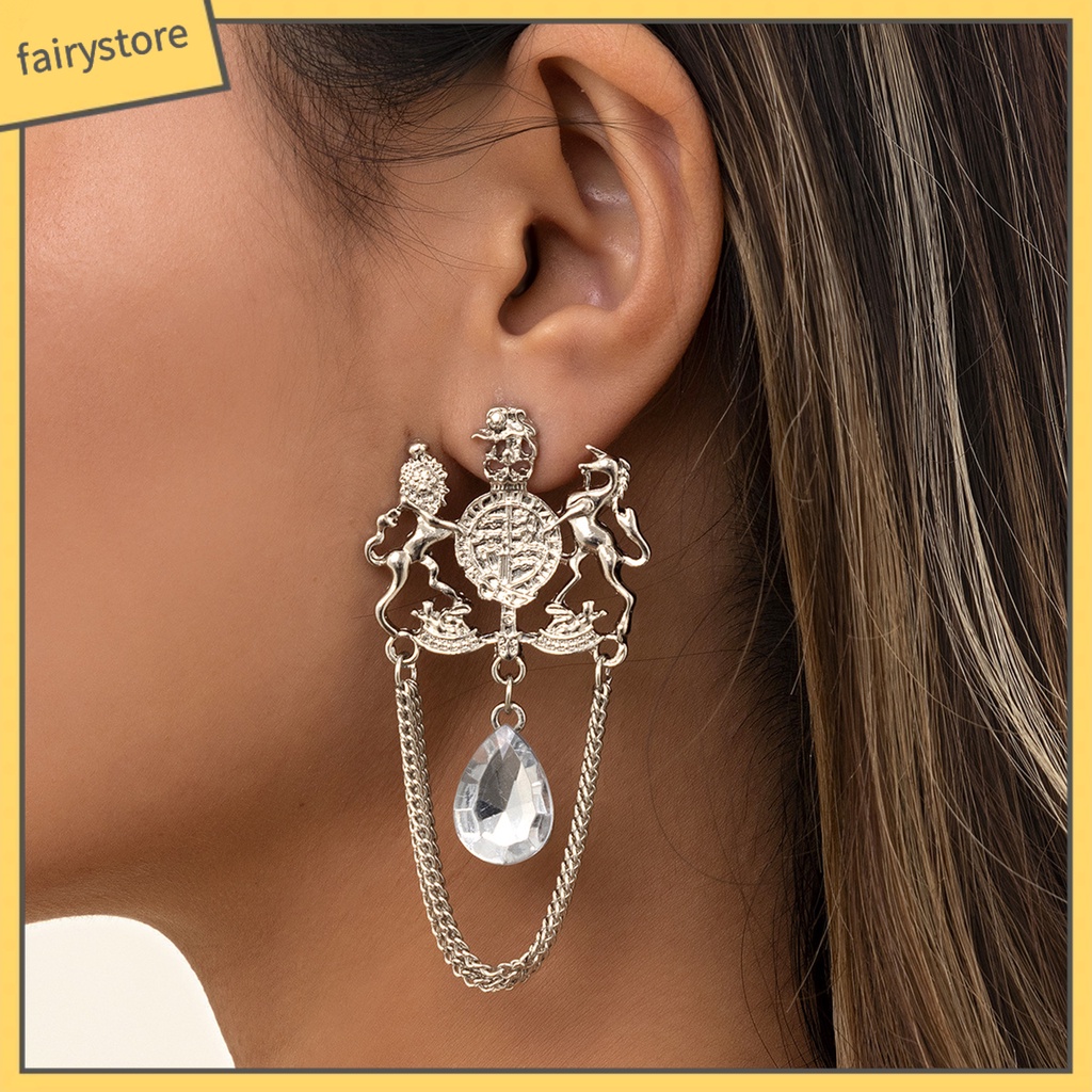 1 Đôi Bông Tai Đính Đá Sáng Bóng Phong Cách Cổ Điển Thời Trang Dành Cho Nữ