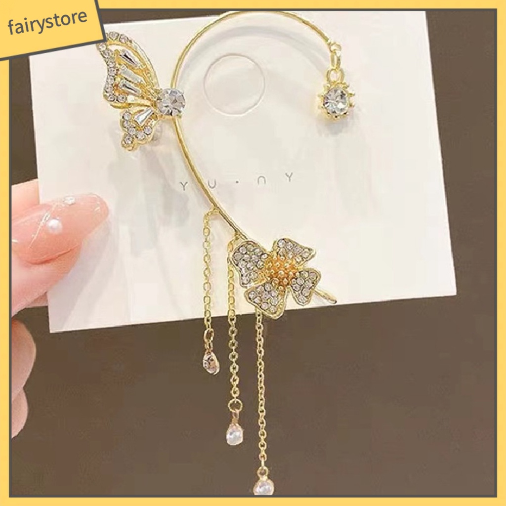 1 Khuyên Đeo Vành Tai Không Cần Xỏ Lỗ Hình Học Đính Đá Zircon Sang Trọng