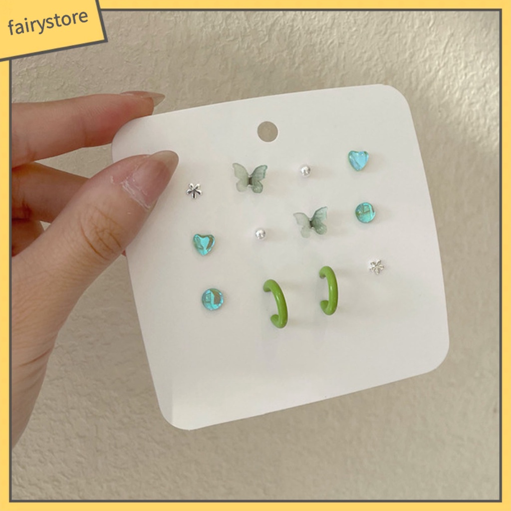 Set 6 Đôi Bông Tai Hình Hoa / Bướm / Ngọc Trai Giả Dễ Thương Cho Nữ