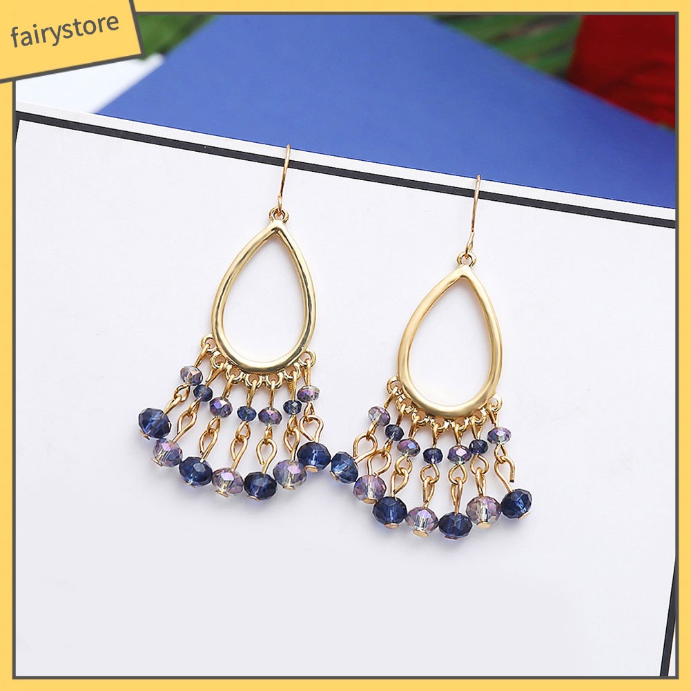 Bông Tai Hình Giọt Nước Đính Pha Lê Giả Thời Trang Dành Cho Nữ