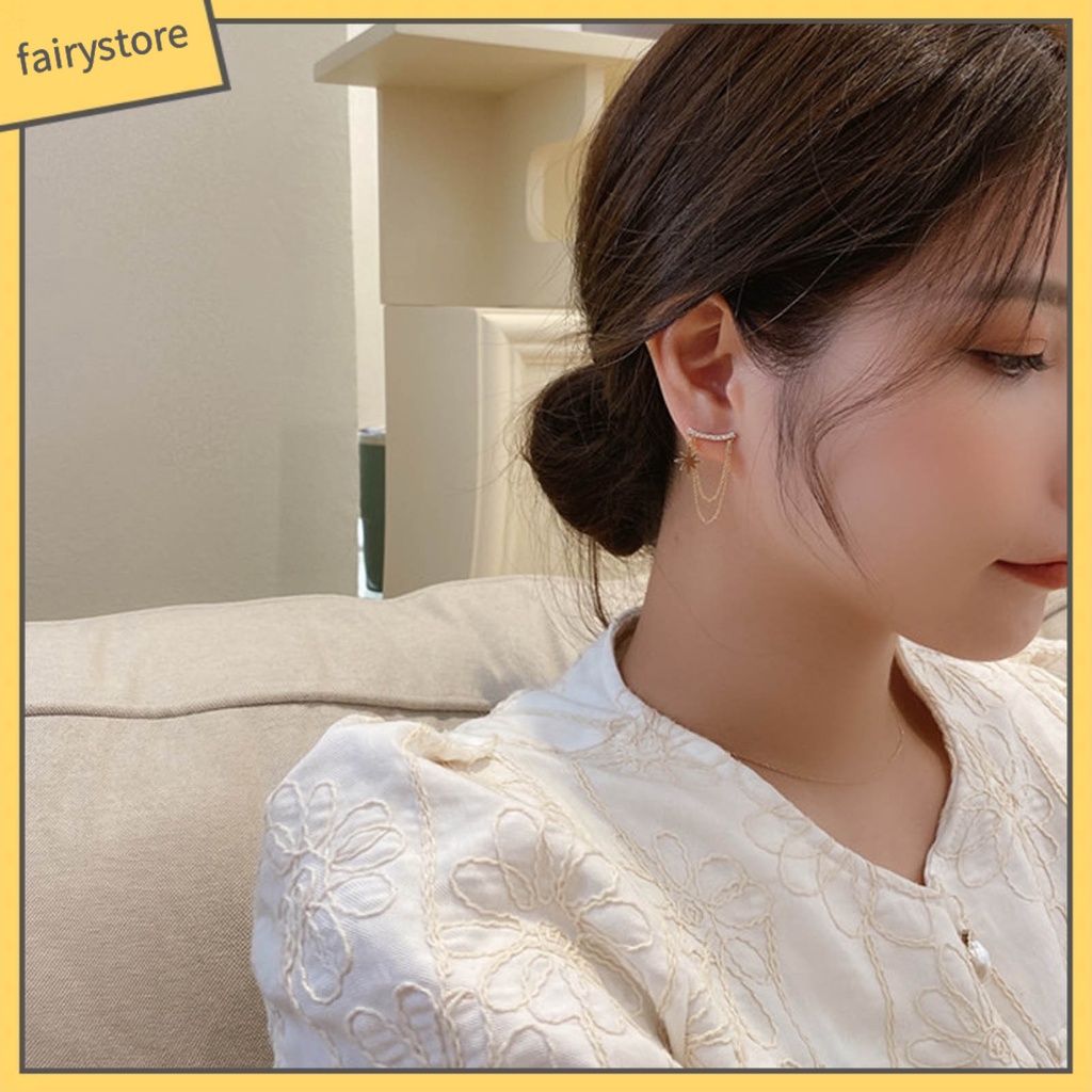 1 Cặp Bông Tai Tua Rua Đính Đá Lấp Lánh Cho Nữ