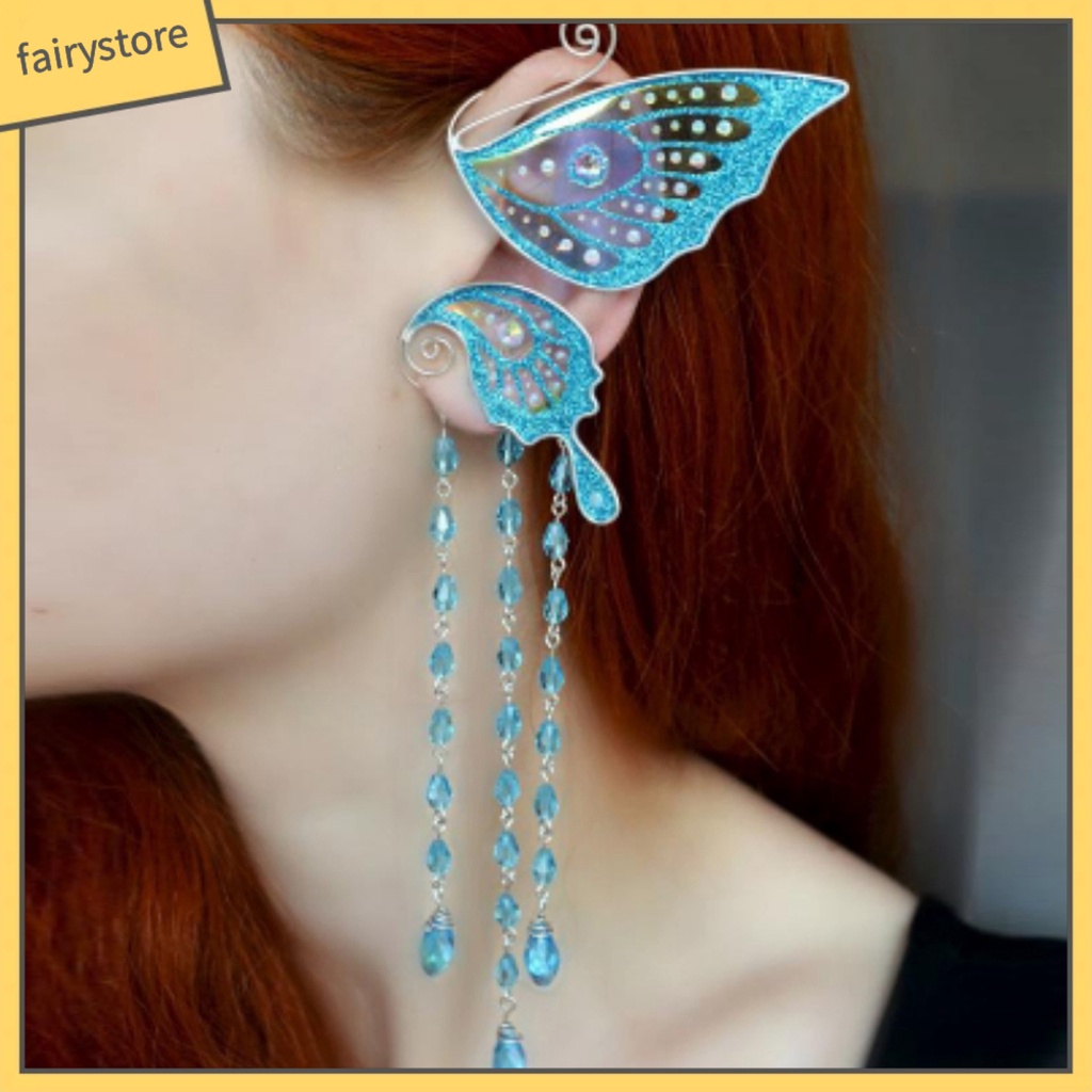 1 Khuyên Kẹp Vành Tai Hình Hoa Bướm Lấp Lánh Thời Trang