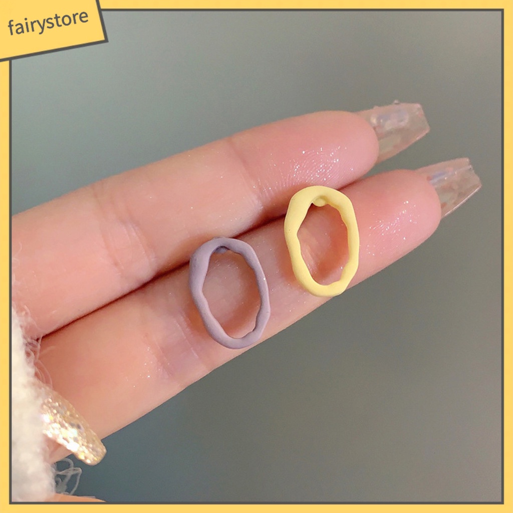 1 Đôi Bông Tai Hình Học Rỗng Màu Tương Phản Thời Trang Dành Cho Nữ