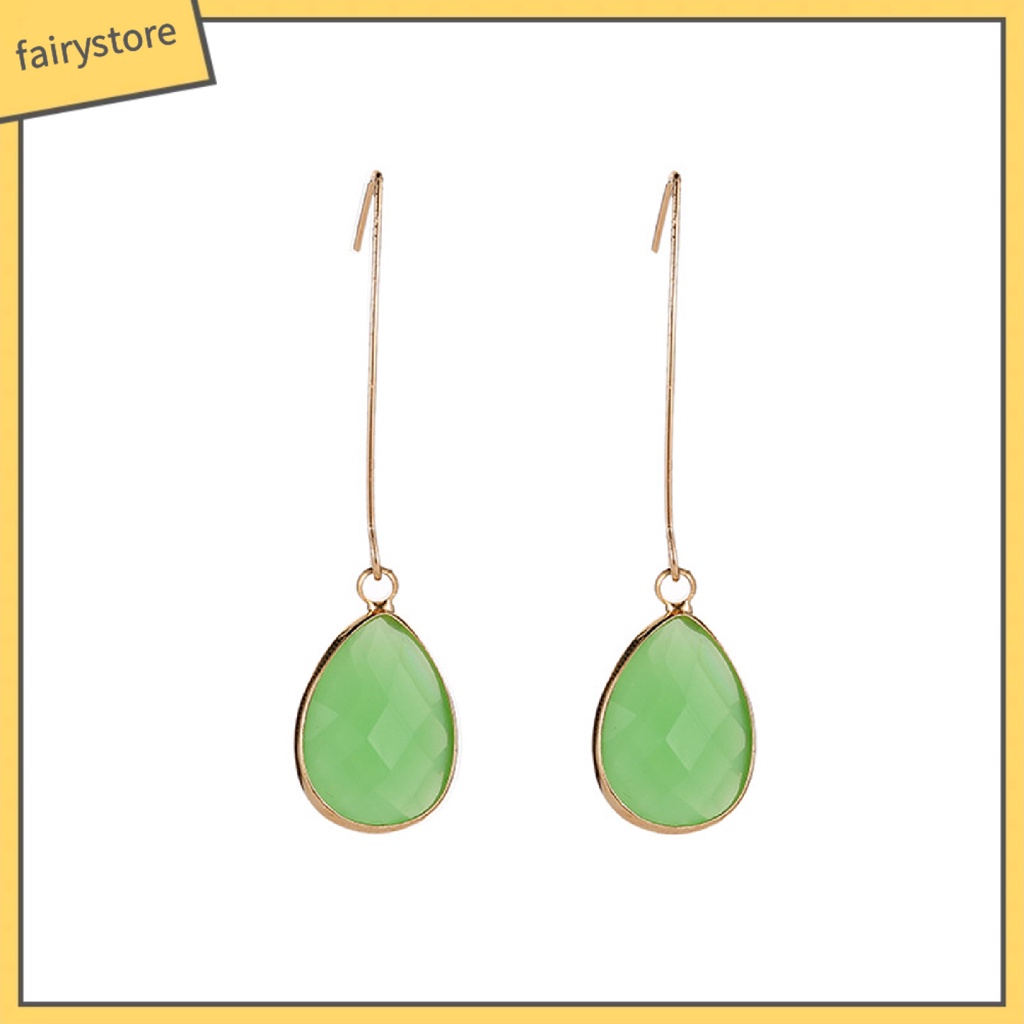 1 Đôi Bông Tai Giọt Nước Đính Đá Thời Trang Dành Cho Nữ