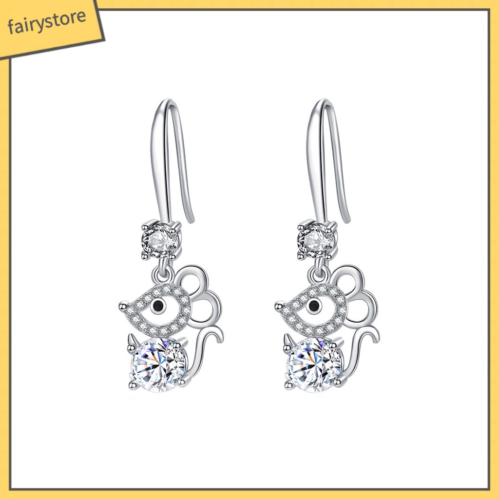 Khuyên Tai Hợp Kim Hình Chuột Đính Đá Thời Trang Cho Nữ