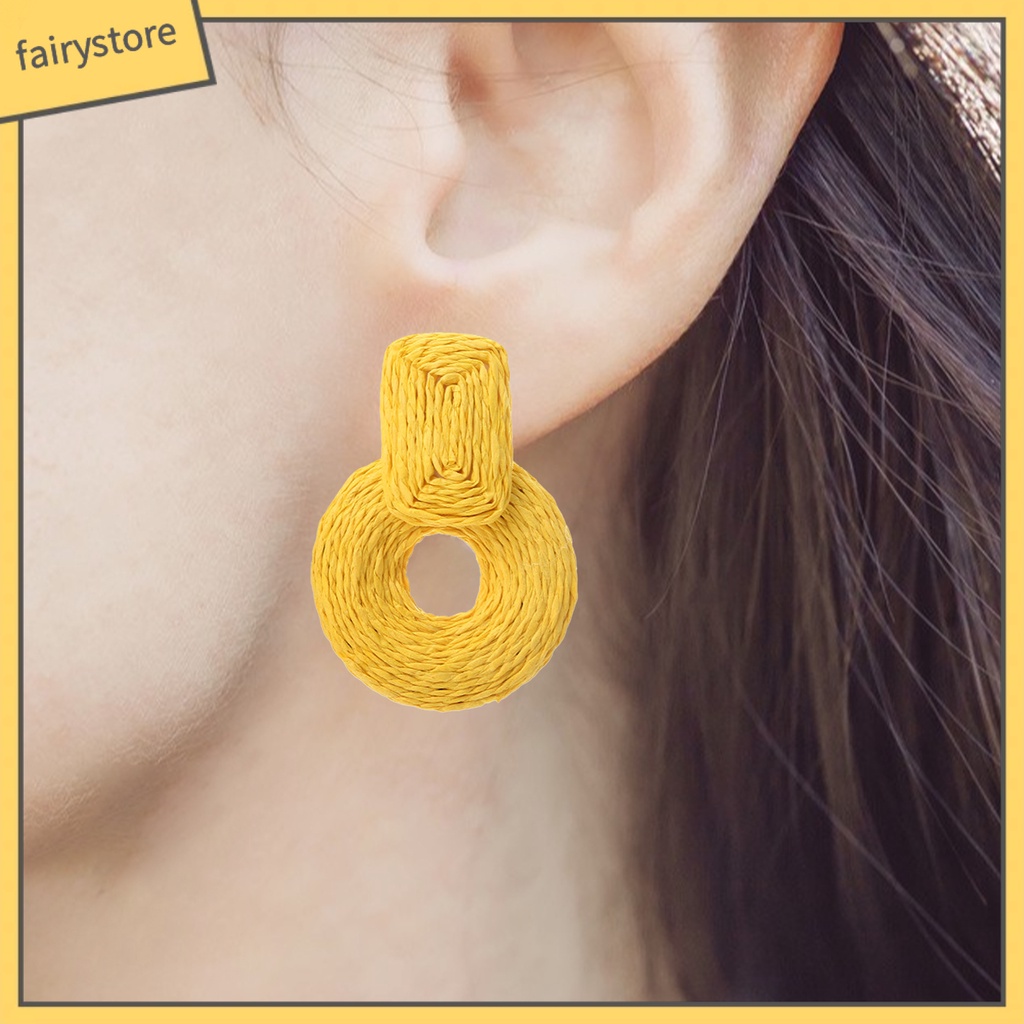 1 Đôi Bông Tai Tròn Nhiều Màu Sắc Phù Hợp Đi Biển Dành Cho Nữ