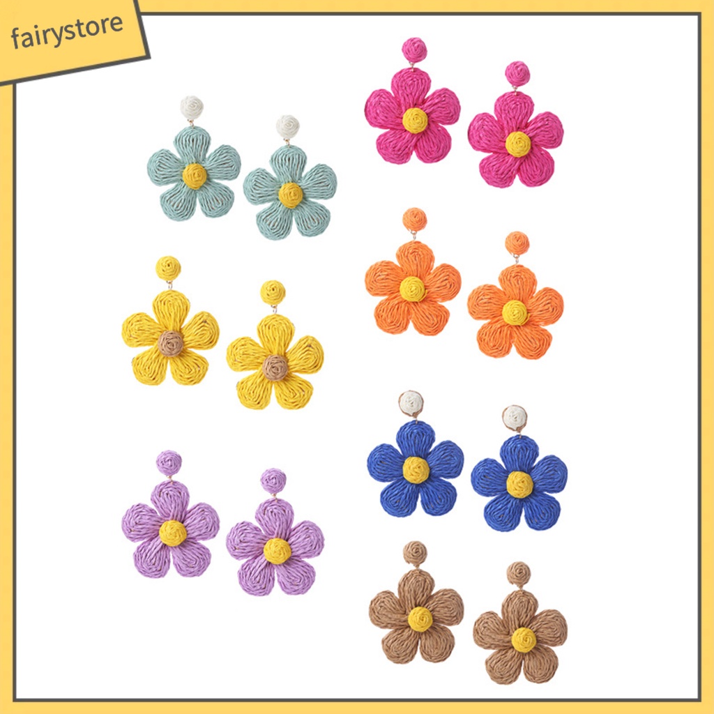 1 Đôi Bông Tai Hình Hoa Màu Sắc Tươi Sáng Phong Cách Kỳ Nghỉ Cho Nữ