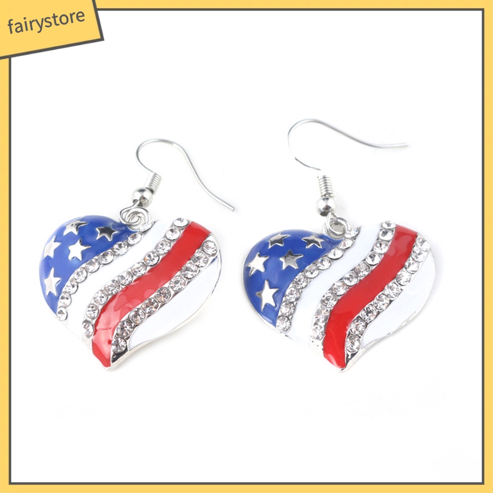 Bông Tai Hình Ngôi Sao / Trái Tim / Lá Cờ Mỹ Đính Đá Thời Trang Dành Cho Nữ